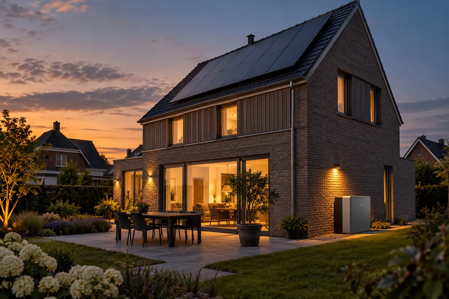 Woning met zonnepanelen en een thuisbatterij